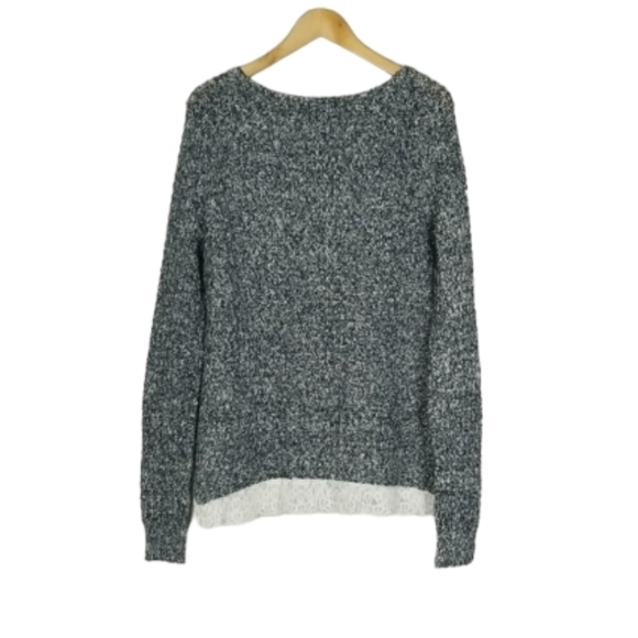 Shyanne Grey Knit Lace Trim Sweater Size Large - Picture 10 of 10